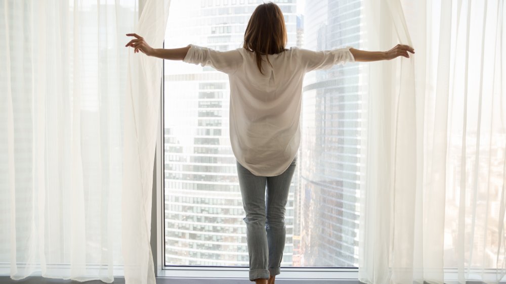 woman at window