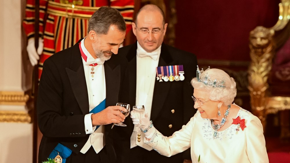 Royal Queen Elizabeth II at a state banquet