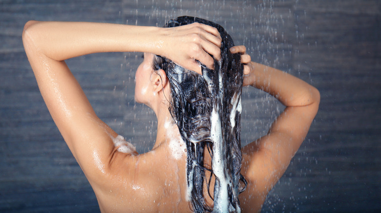 washing hair