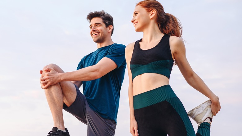 Couple stretching