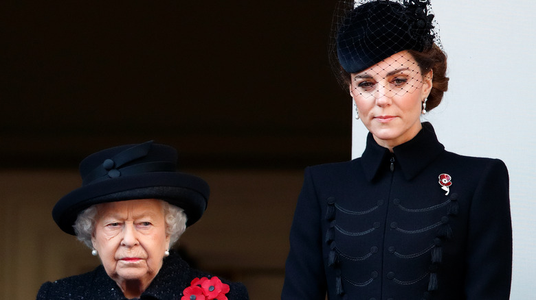 Queen Elizabeth, Kate Middleton in black