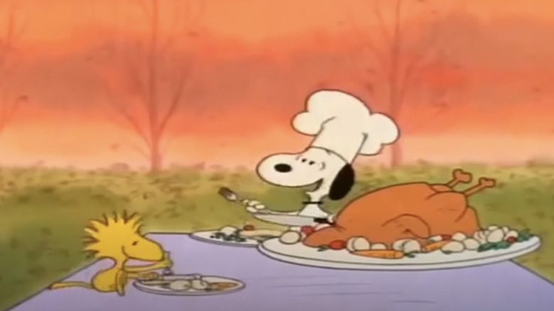 Snoopy and Woodstock turkey dinner