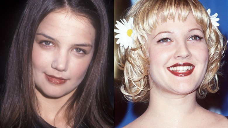 Katie Holmes smoldering and Drew Barrymore smiling