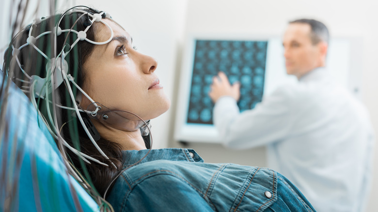 woman having brain scan