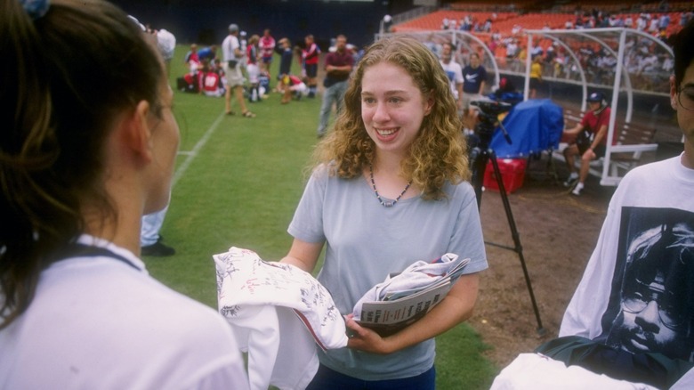 young Chelsea Clinton smiling