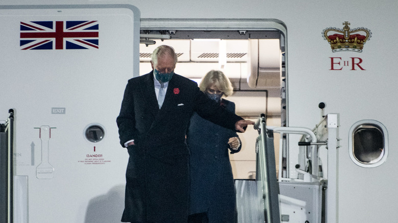 Prince Charles getting off plane