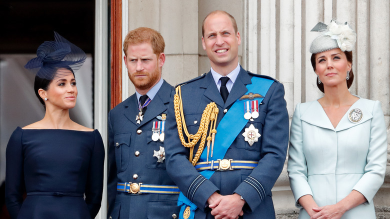 William, Kate, Harry and Meghan on balcony 