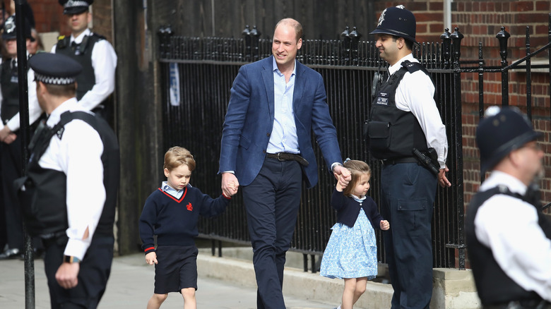 Prince William Prince George Princess Charlotte walking