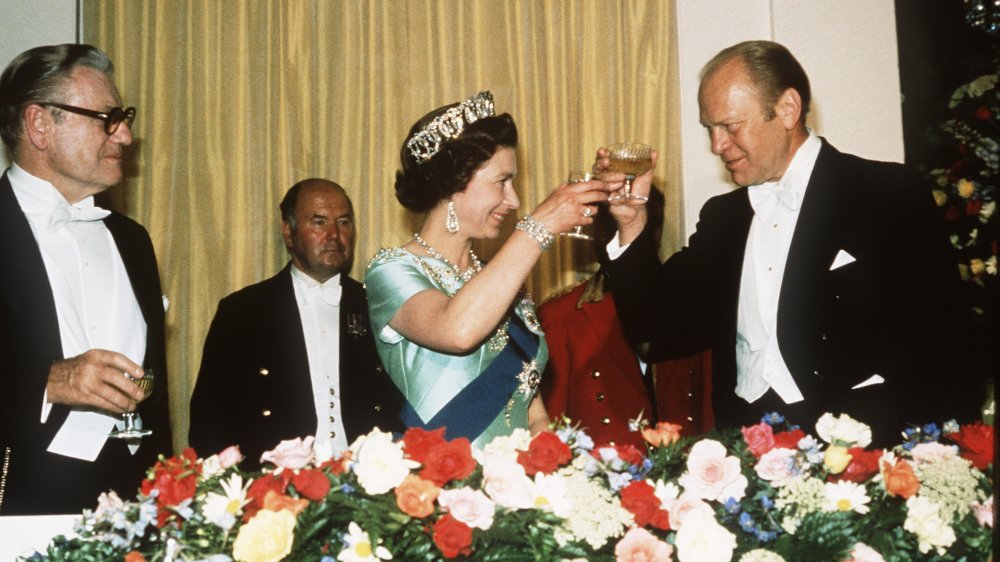 Queen Elizabeth at a dinner party when she was younger