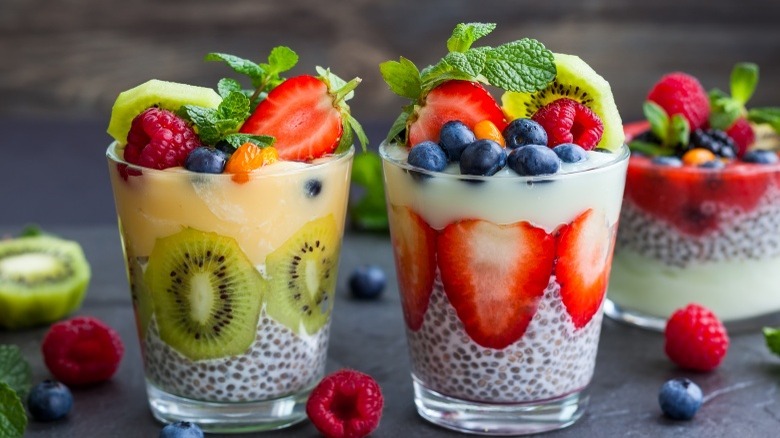 healthy food chia seed yogurt bowl fruit