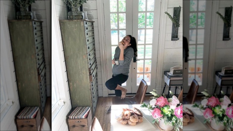 Joanna Gaines eating doughnut