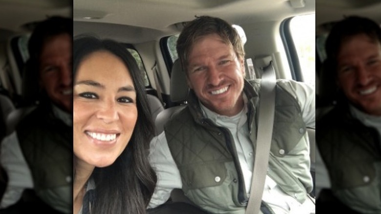 Chip and Joanna Gaines in a car