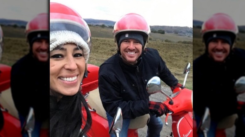 Joanna and Chip Gaines on bikes