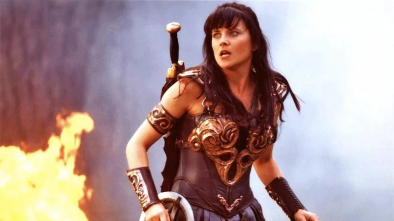 Xena next to a flame