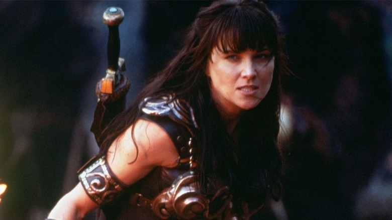 Xena with a sword on her back