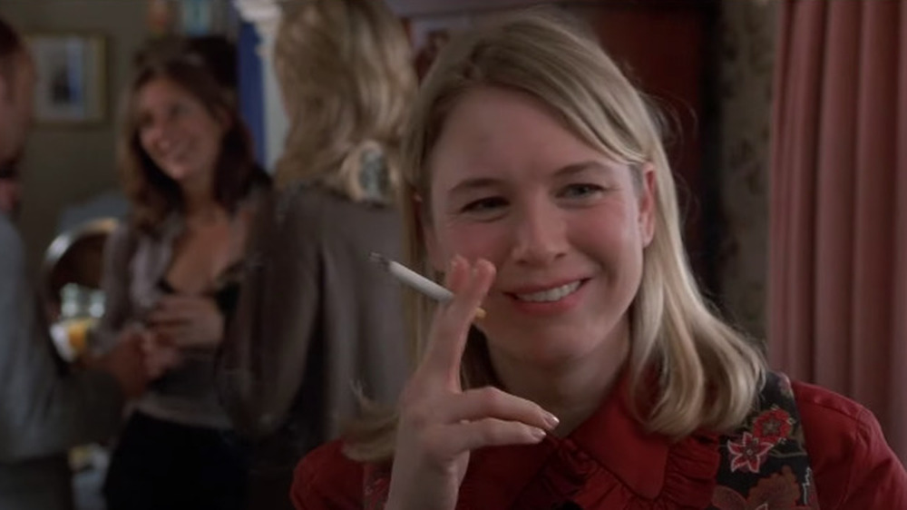 Bridget smoking a cigarette in Bridget Jones' Diary