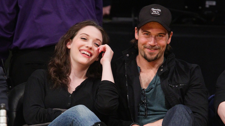 Kat Dennings and Nick Zano smiling