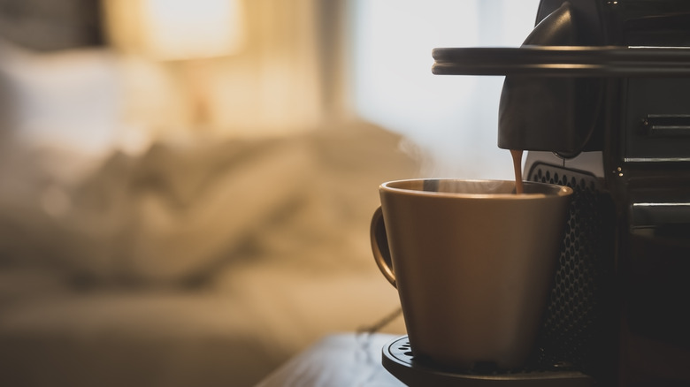 hotel room coffee machine, something you should absolutely avoid touching