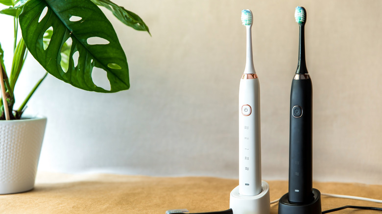 two electric toothbrushes