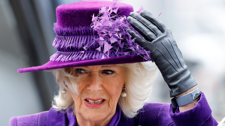 Queen Camilla wearing her fitness tracker