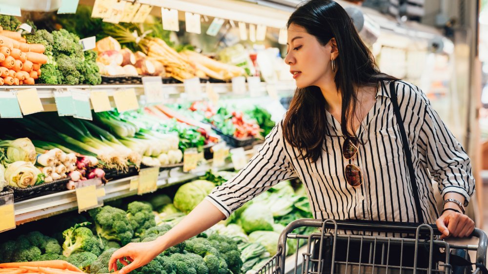 Woman veggie shopping