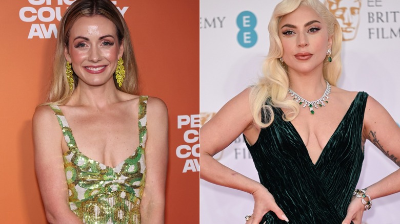 Left: Carly Waddell smiling, Right: Lady Gaga posing