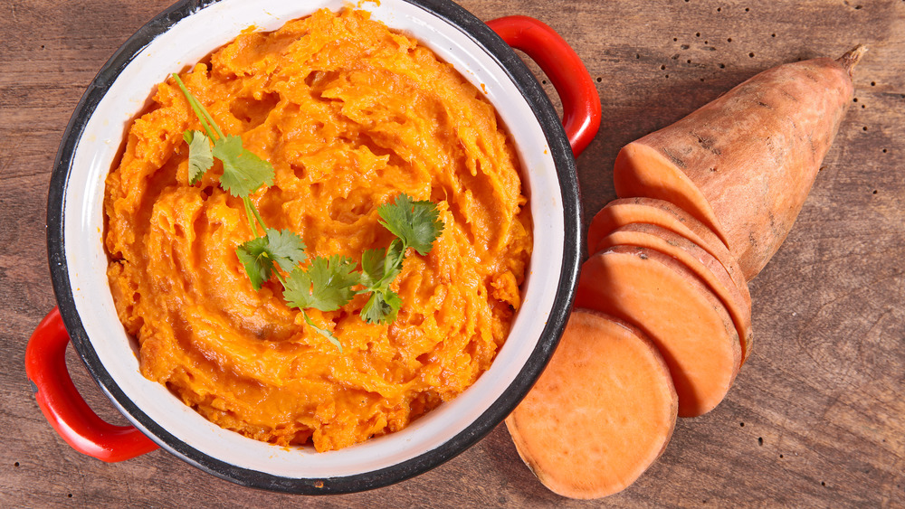 sweet potato sliced and mashed