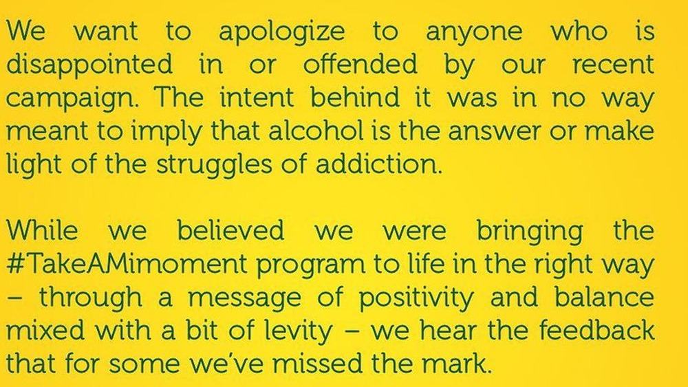 Tropicana Instagram apology