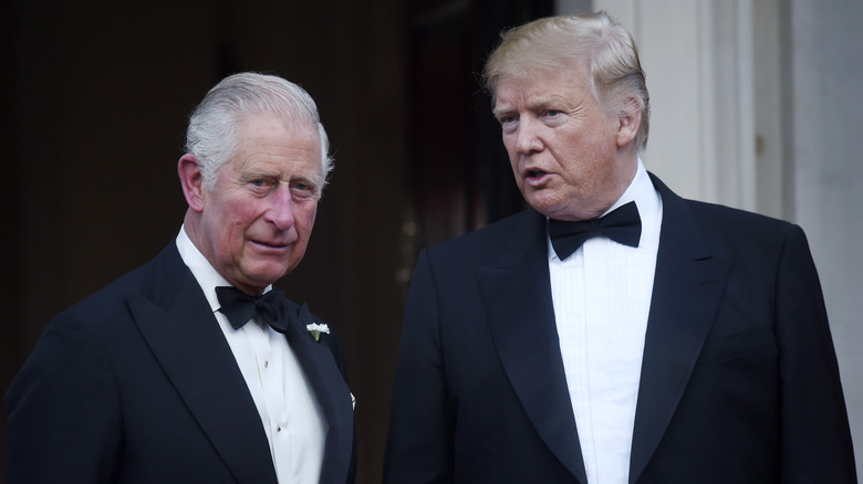 King Charles III talking to Donald Trump