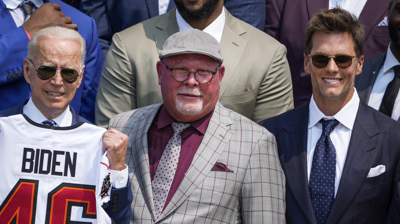 Tom Brady, Bruce Arians, and Joe Biden during White House visit