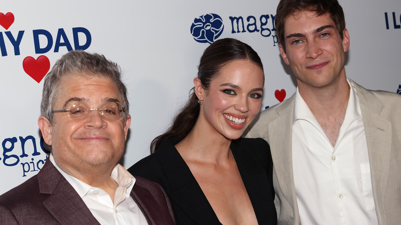 Patton Oswalt, Claudia Sulewski, and James Morosini smiling