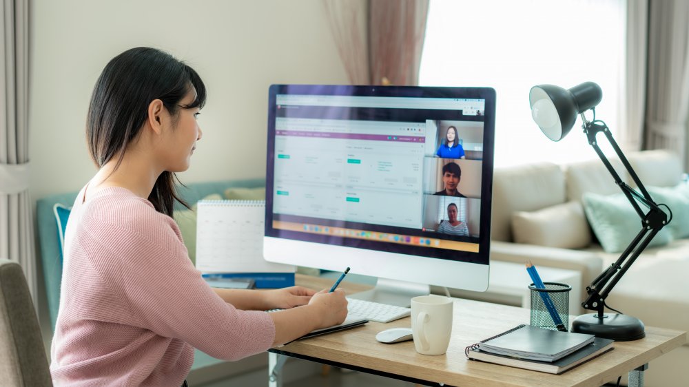 woman working from home