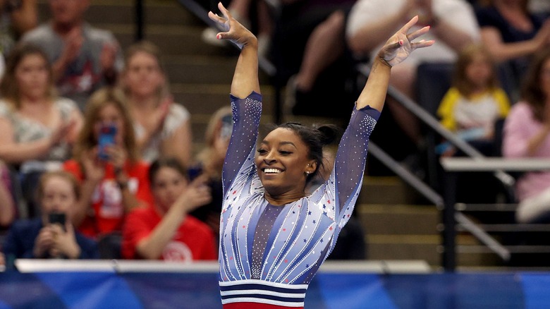 Simone Biles grins at the Olympic trials