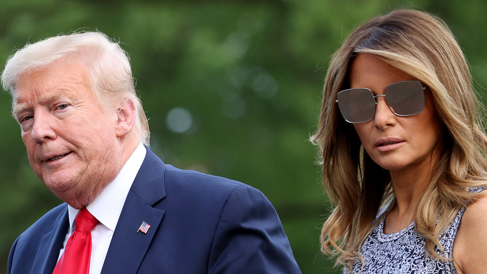 Donald and Melania Trump walk together