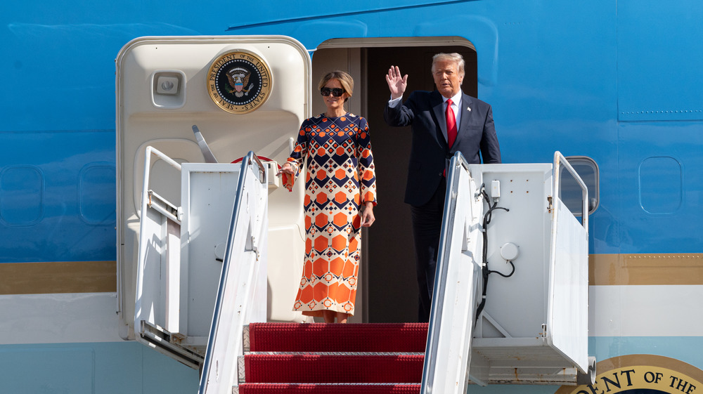 Melania and Donald Trump arrive in Florida on January 20