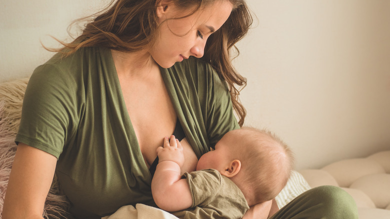 Woman breastfeeding her baby