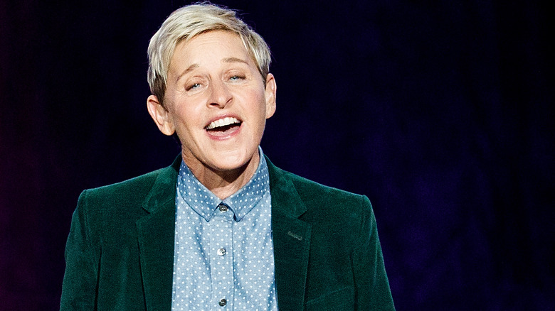 Ellen DeGeneres wearing a green blazer