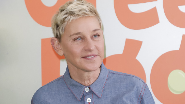 Ellen DeGeneres looking to the side