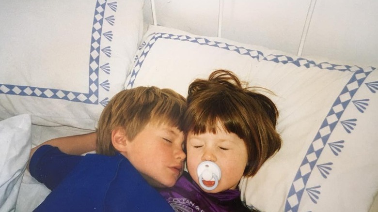 Bonnie Wright, as a child with her brother