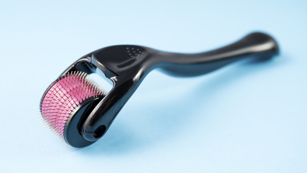 A derma roller used for pricking the skin during microneedling