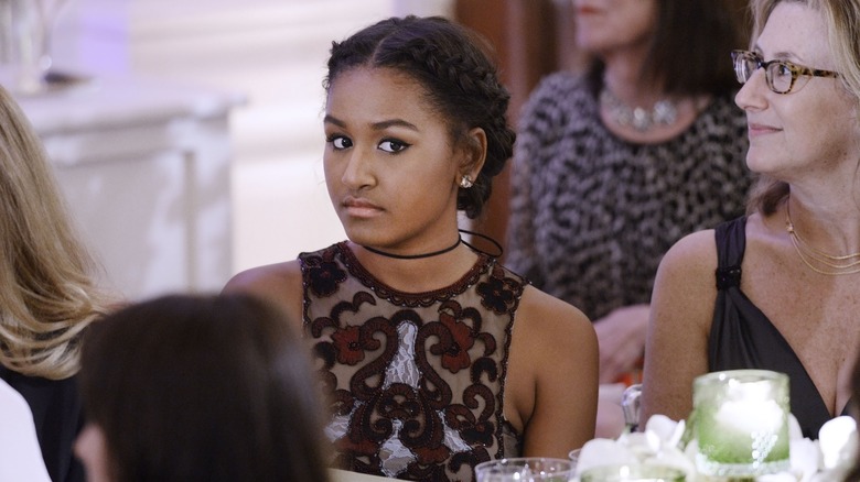 Sasha Obama at a state dinner in 2016