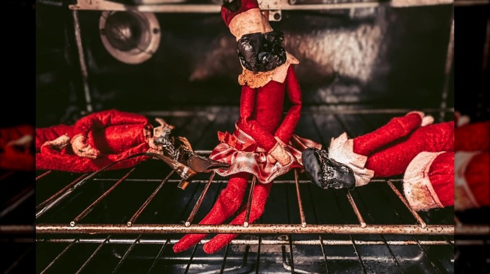 Aftermath of Elf on the Shelf in the oven