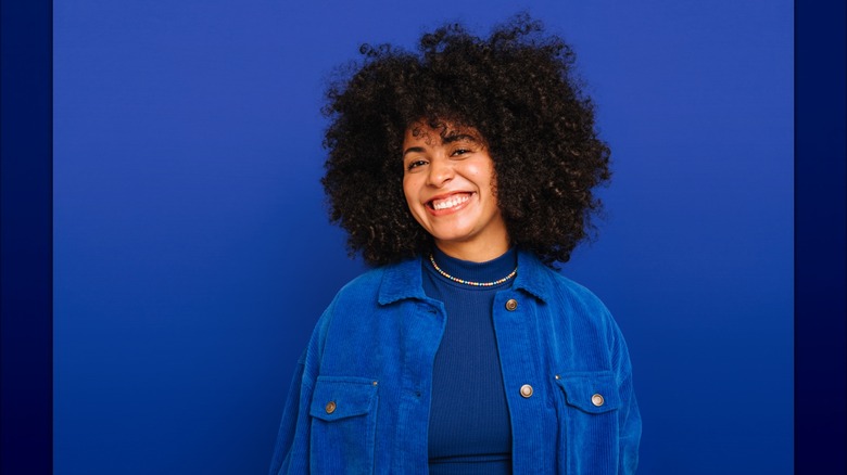 Woman wearing blue 