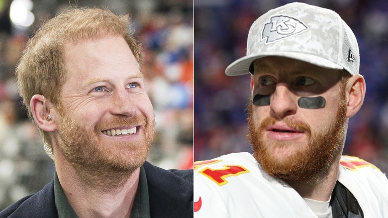 Picture of Prince Harry next to picture of Carson Wentz