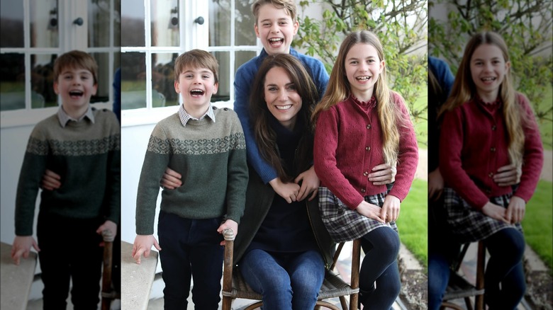 Kate Middleton poses with three children