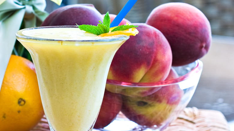 Orange Julius with fresh peaches