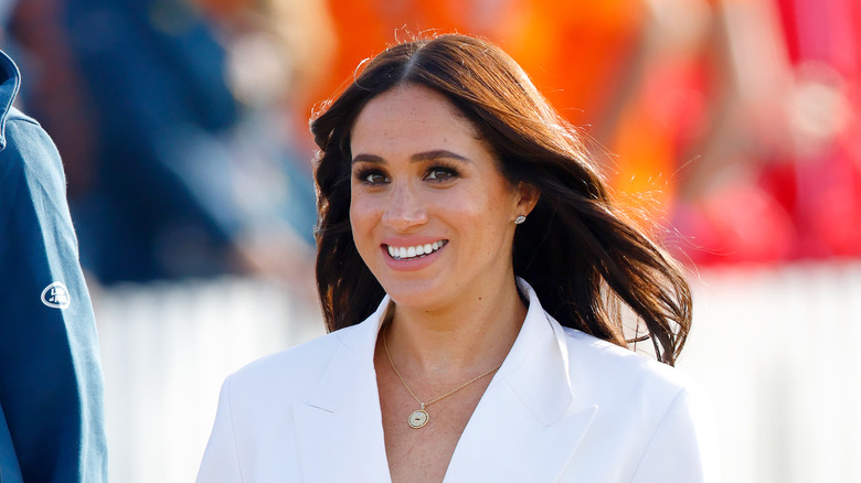 Meghan Markle in white suit