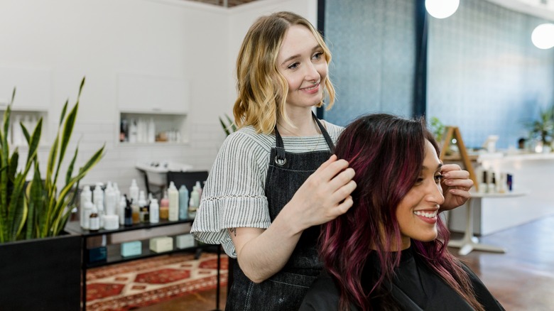 Woman after her hair styled at the salon