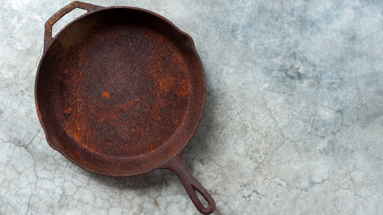 Rusted cast iron skillet