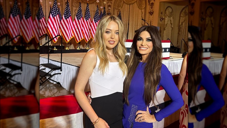 Tiffany Trump and Kimberly Guilfoyle in front of American flags